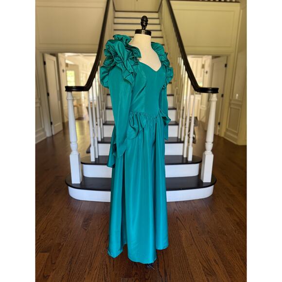 Vintage 80s Poof Ruffle Prom Dress Gilded Age Victorian Costume Cosplay Punk Fae - Picture 3 of 9